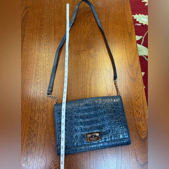 Kate Spade Black Croc Embossed Crossbody Bag Purse - Picture 11 of 11